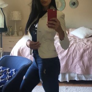 GIANNI VERSACE ITALY 100% LEATHER WHITE JACKET S